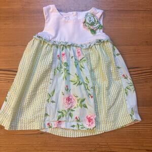 Bonnie Jean white pastel green floral sleeveless toddler dress SIZE 3T‎